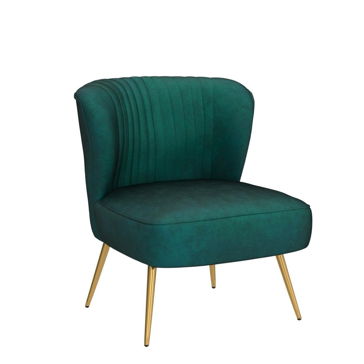 Velvet Accent Chair Set of 2 Emerald Green Wingback Armless Slipper Chair D921207