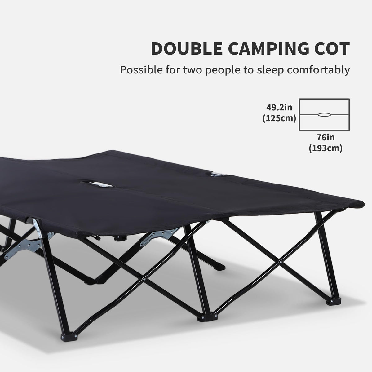 2 Person Folding Camping Cot with Carry Bag, 300 lbs Capacity B412