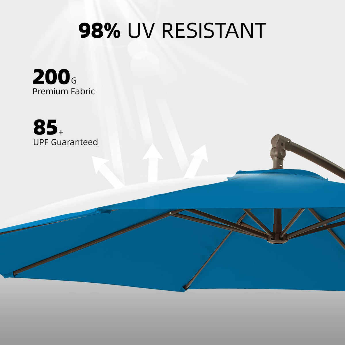 10ft Blue Offset Cantilever Patio Umbrella with Base N1526