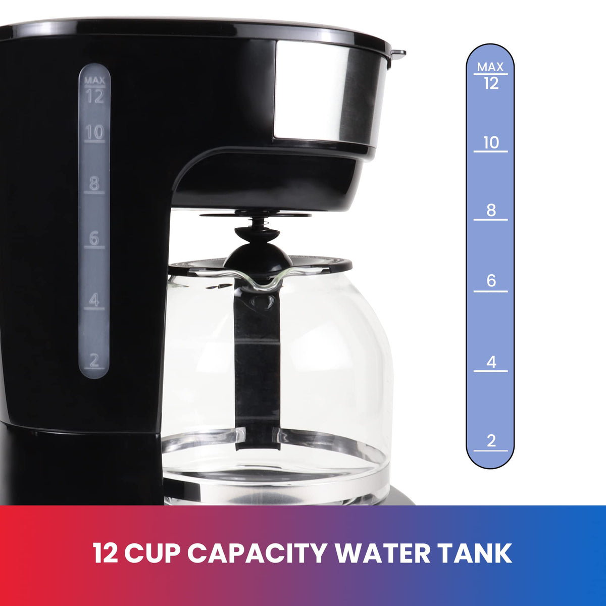 Programmable Coffee Maker Stainless Steel 12-Cup Glass Carafe Black/Gray F779827