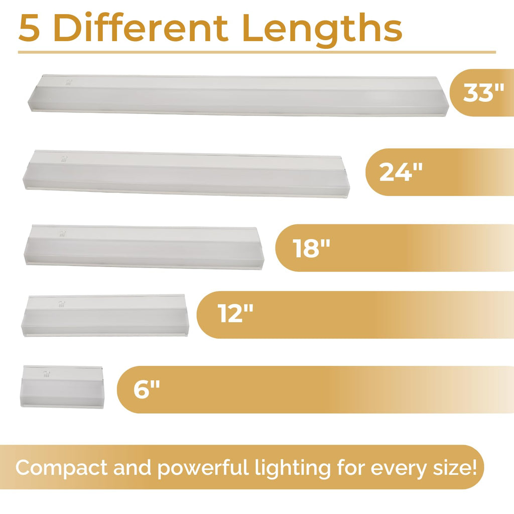 24-Inch LED Under Cabinet Light, Dimmable Color Selectable, 11W, White T8309