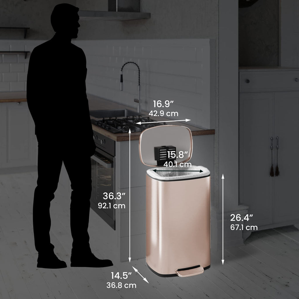 13.2 Gallon Stainless Steel Step Trash Can with Lid J863