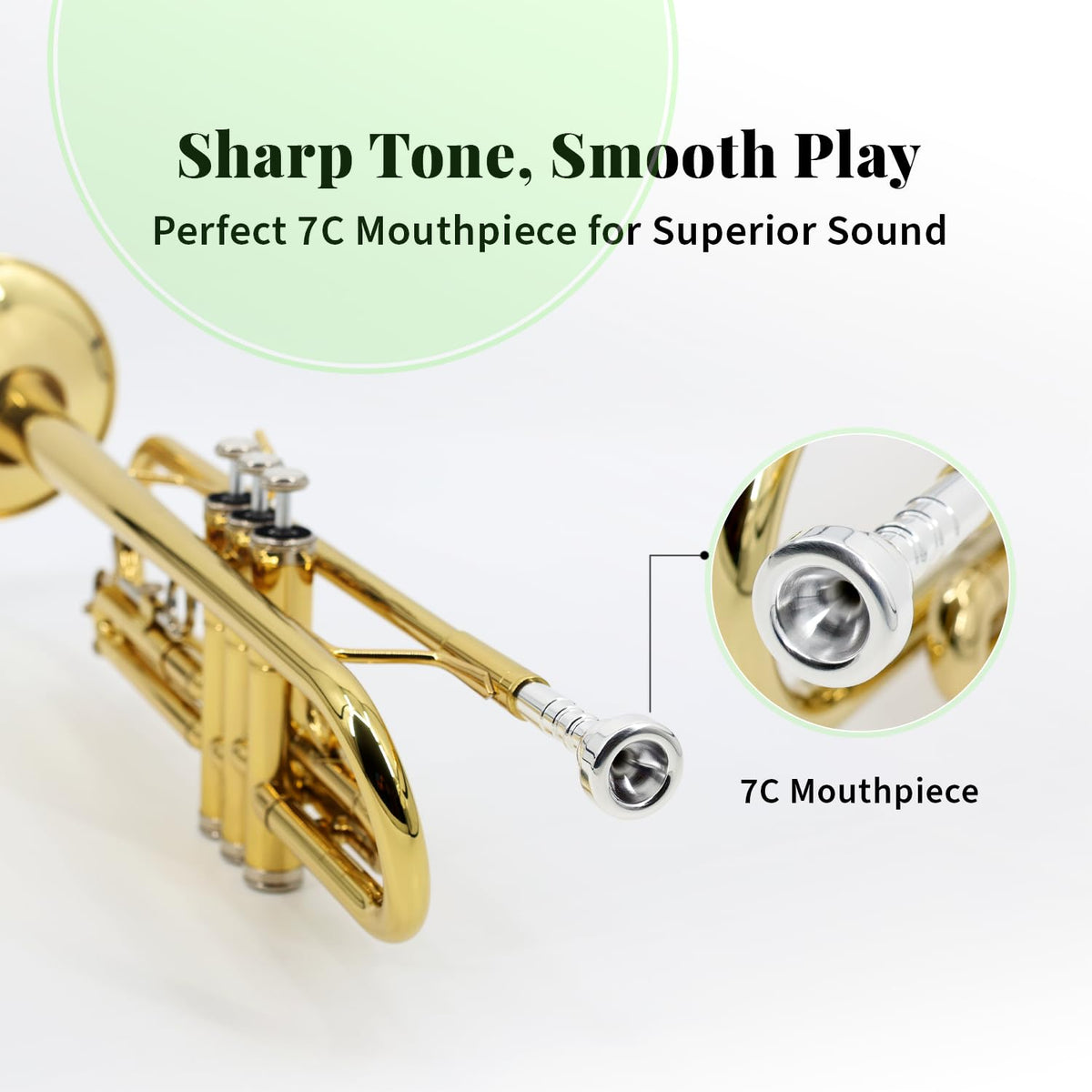 Trumpet Set with Hard Case, Mouthpiece, Cleaning Kit, Brass B955