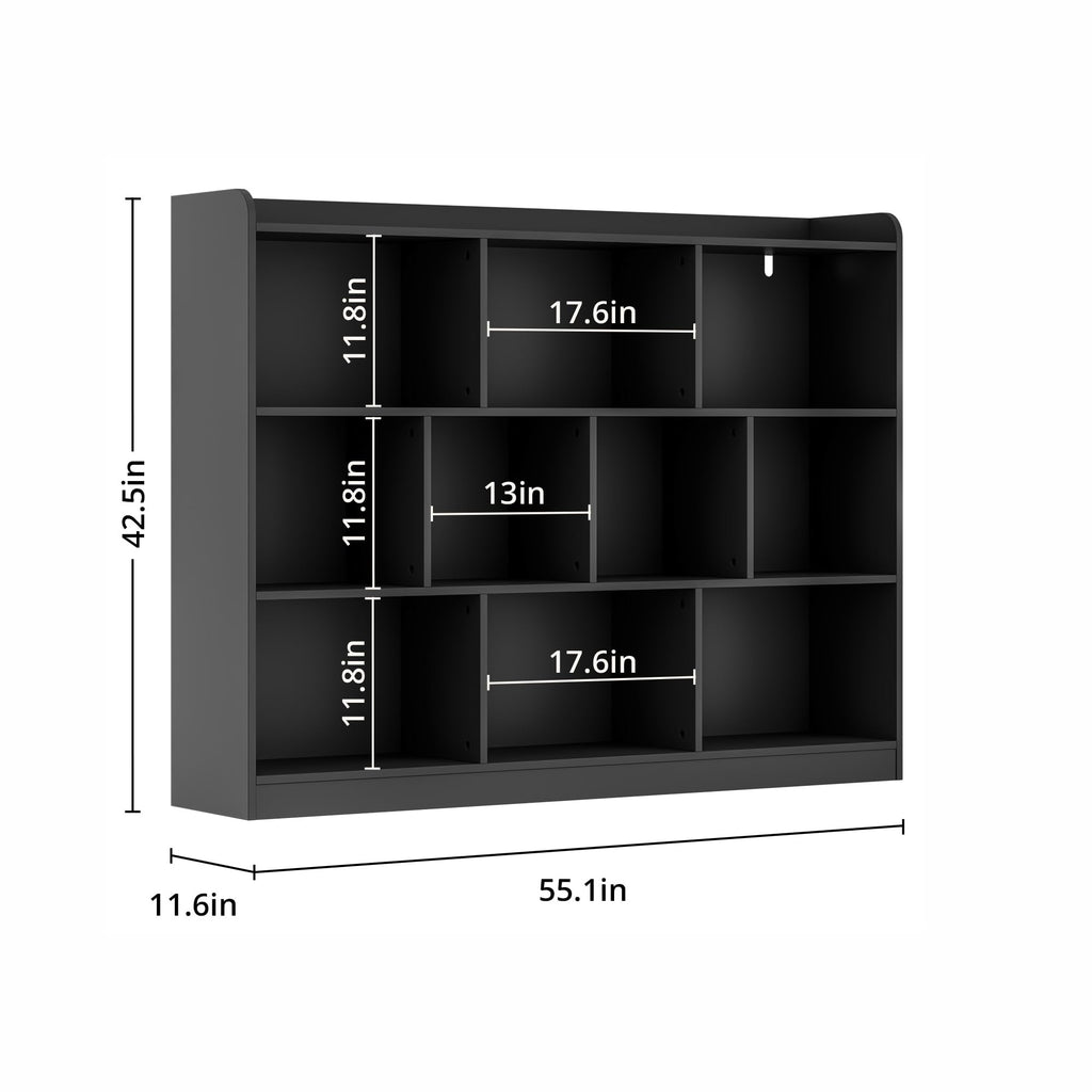 Black 3 Tier Wood Bookshelf W276