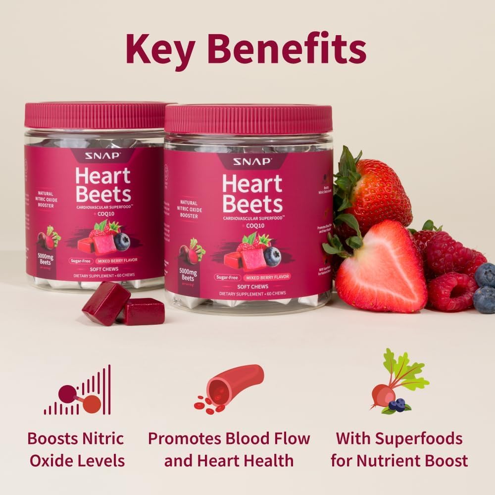 Beet Root Extract & CoQ10 Soft Chews, Mixed Berry, 60 Ct C744