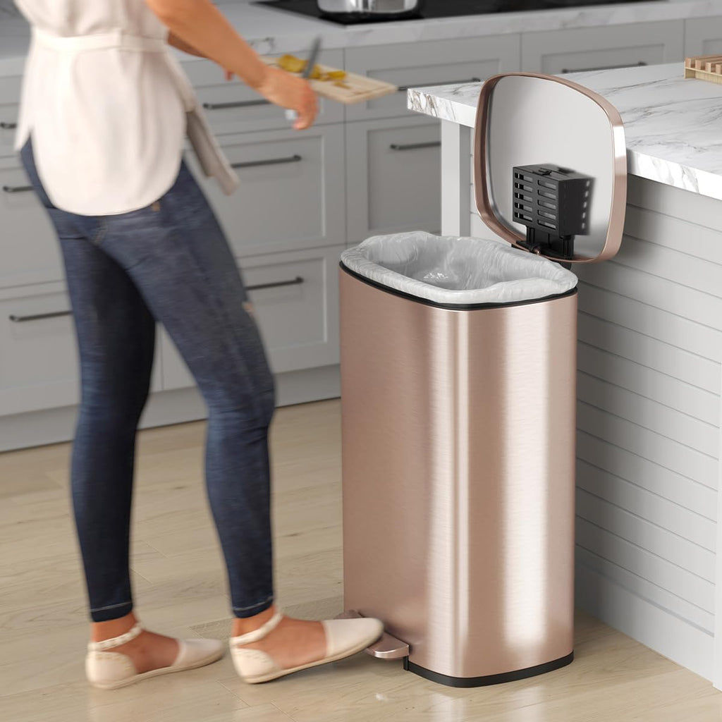 13.2 Gallon Stainless Steel Step Trash Can with Lid J863