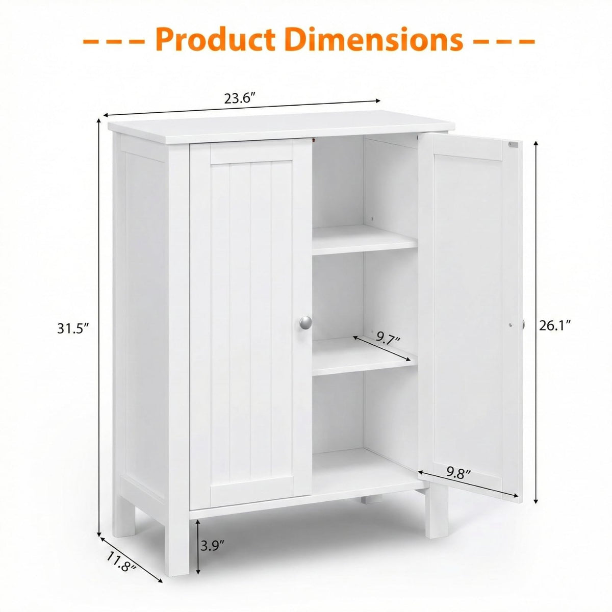 White Free Standing Bathroom Cabinet with Adjustable Shelf C33306