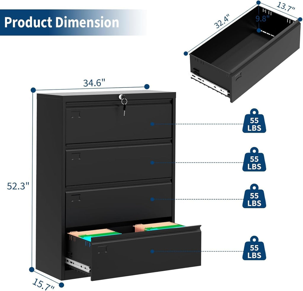 4 Drawer Metal File Cabinet with Lock W740034