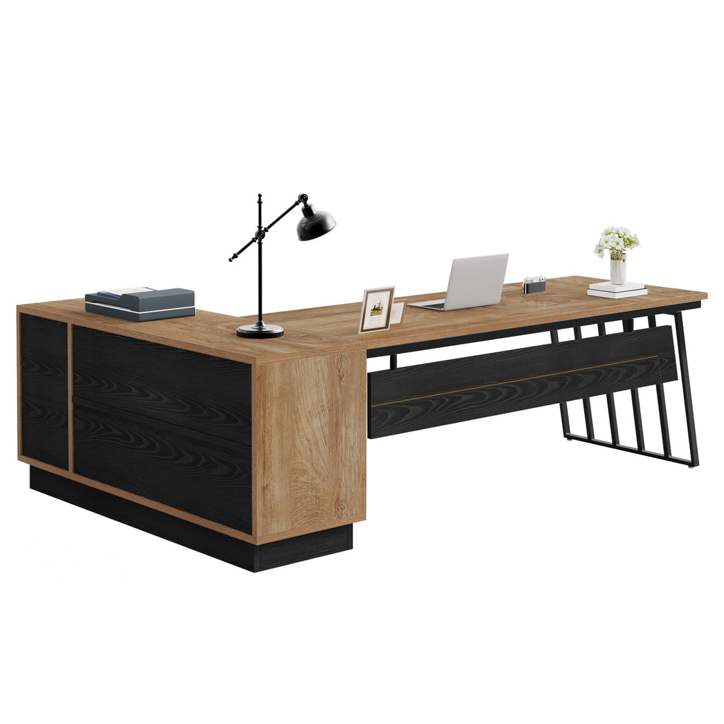 71-Inch L-Shaped Executive Desk with Cabinet Z86443
