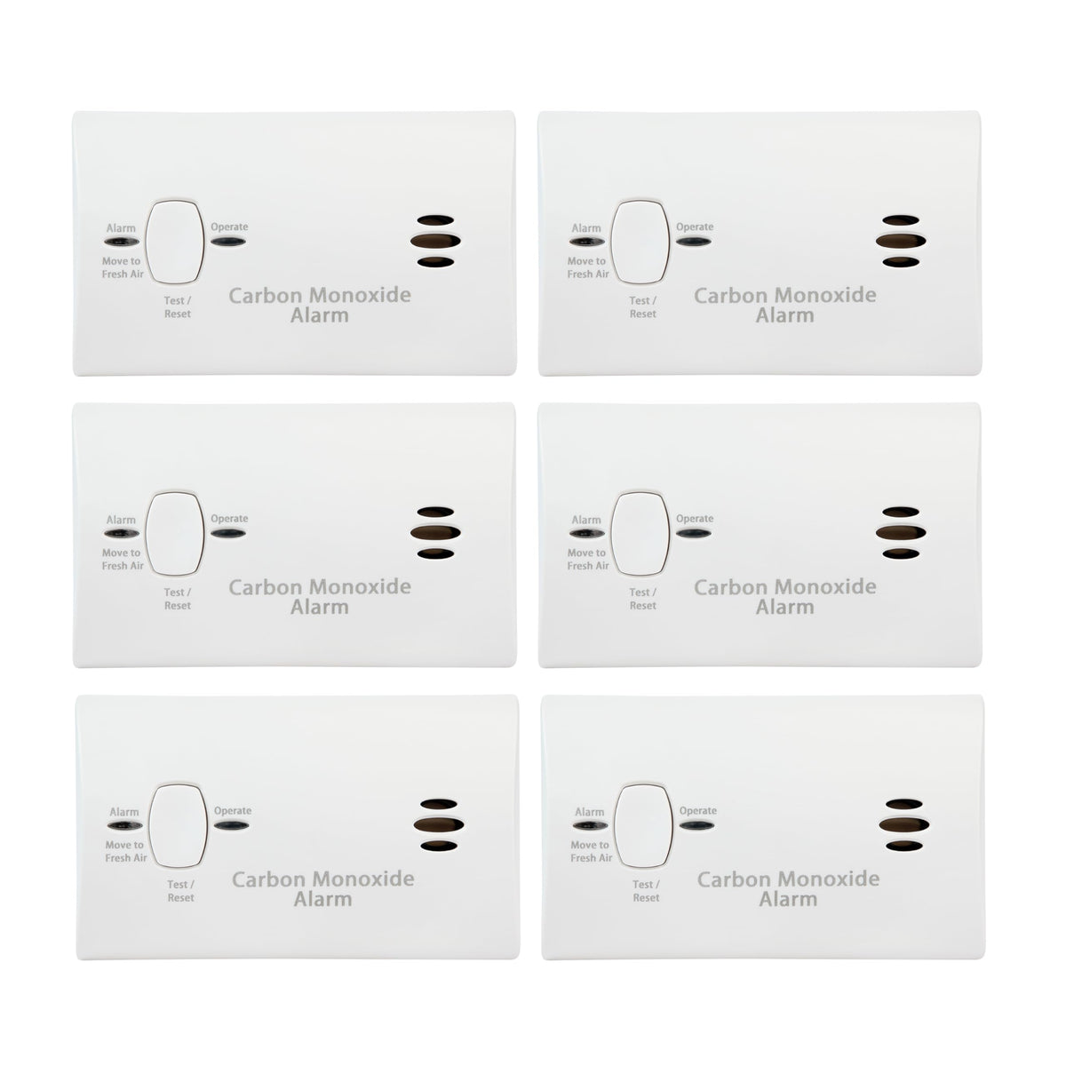 Carbon Monoxide Detector, AA Battery Powered, 85 dB Alarm, 6 Pack X721700