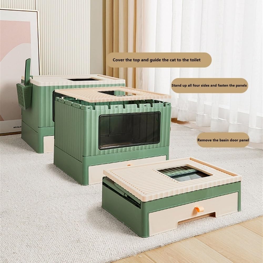 Foldable Top Entry Cat Litter Box with Lid D80006
