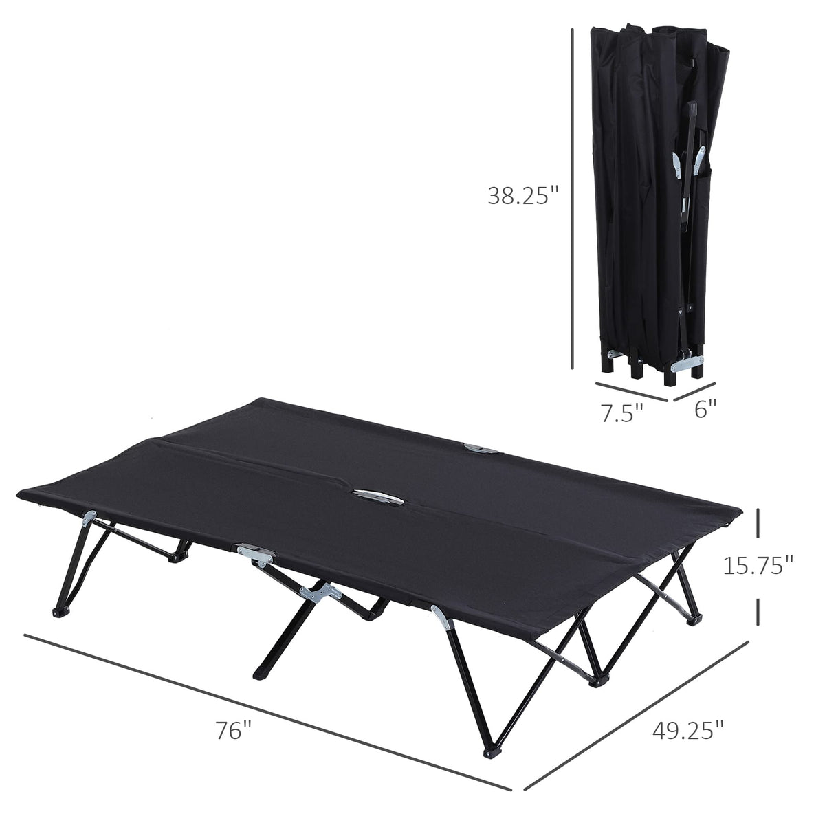 2 Person Folding Camping Cot with Carry Bag, 300 lbs Capacity B412