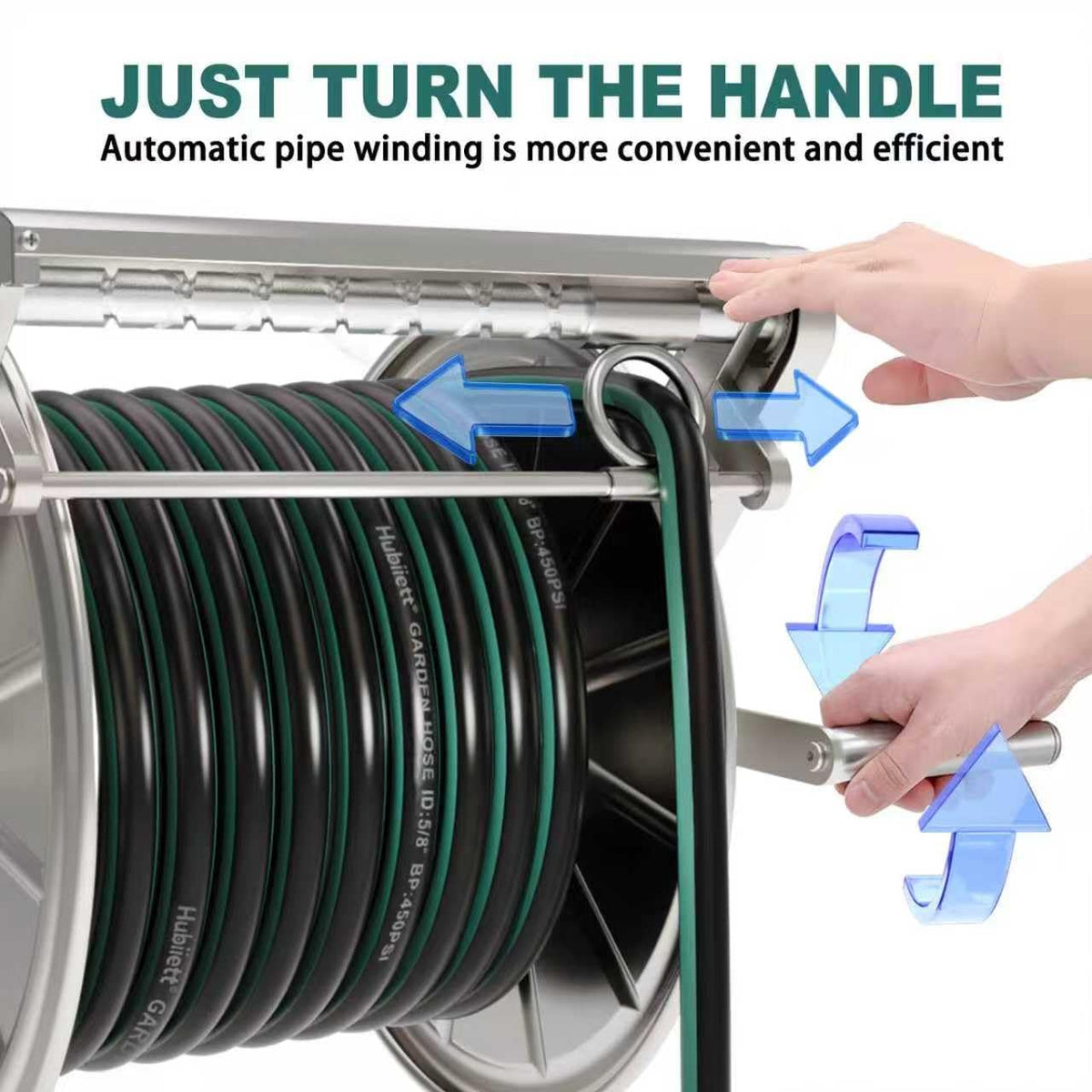 Stainless Steel Wall Mount Garden Hose Reel D33562