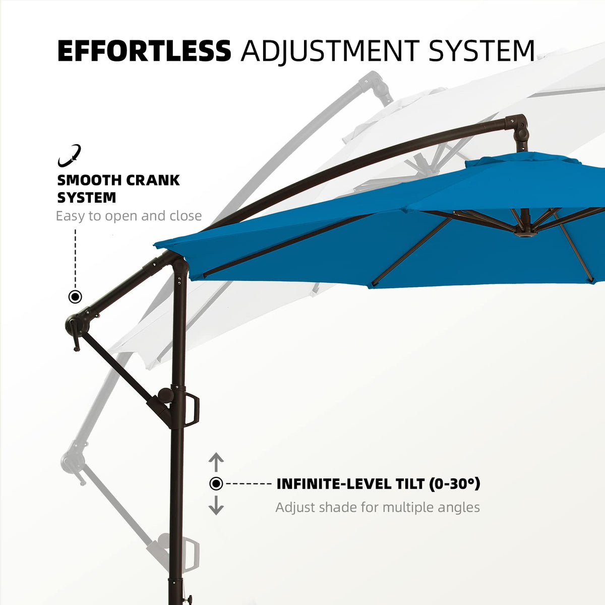 10ft Blue Offset Cantilever Patio Umbrella with Base N1526