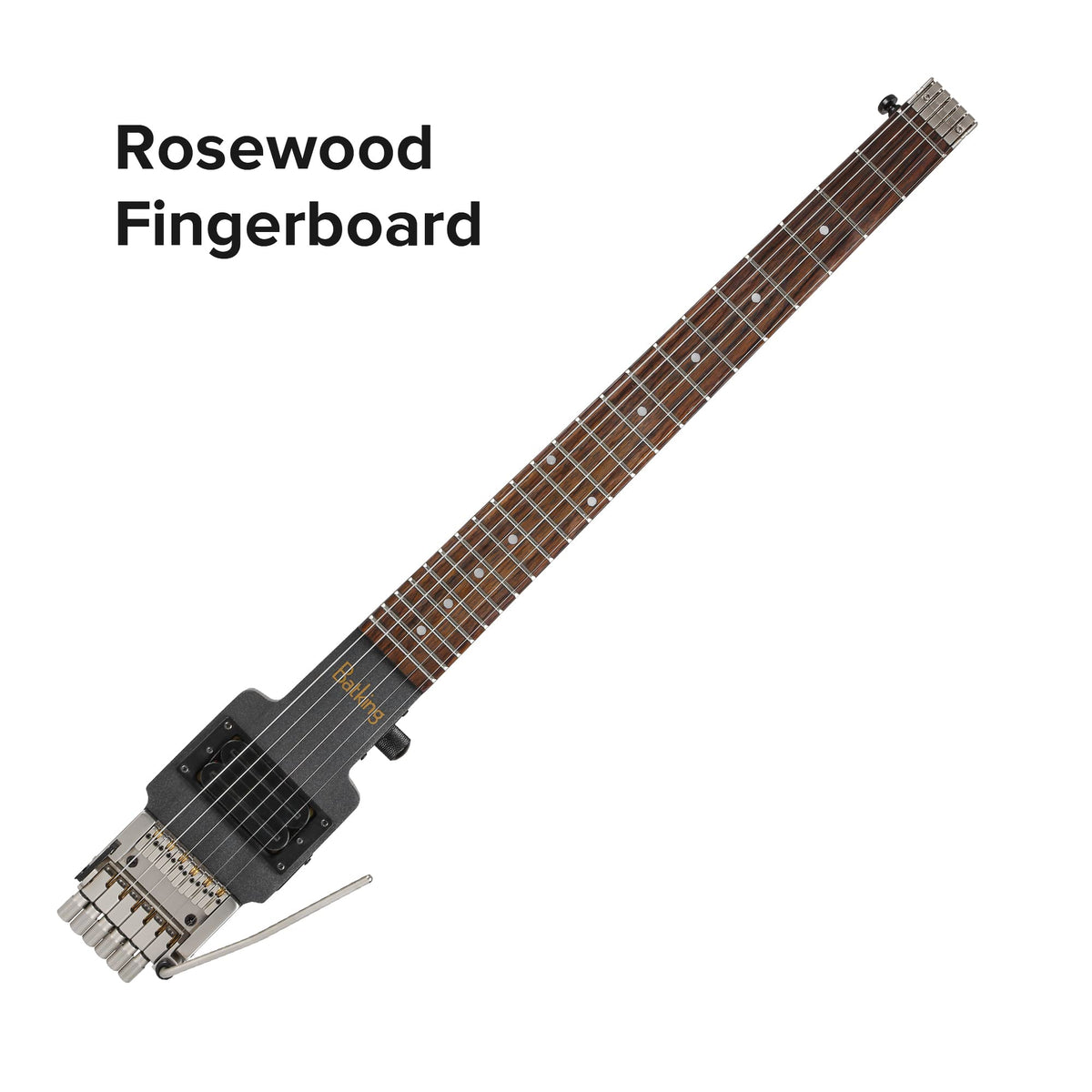 Travel Electric Guitar Headless 6 String One-piece Canada Maple Neck Double Locking Tremolo Bridge with Gigbag Q5866