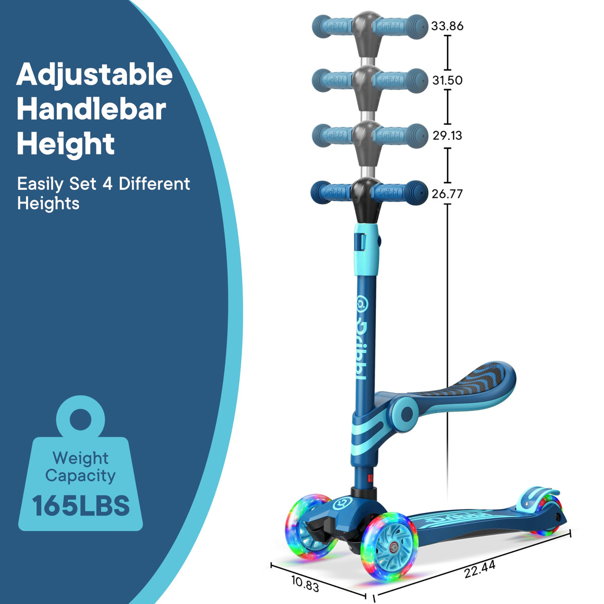 Blue 3 Wheel Scooter with Seat for Kids Q272