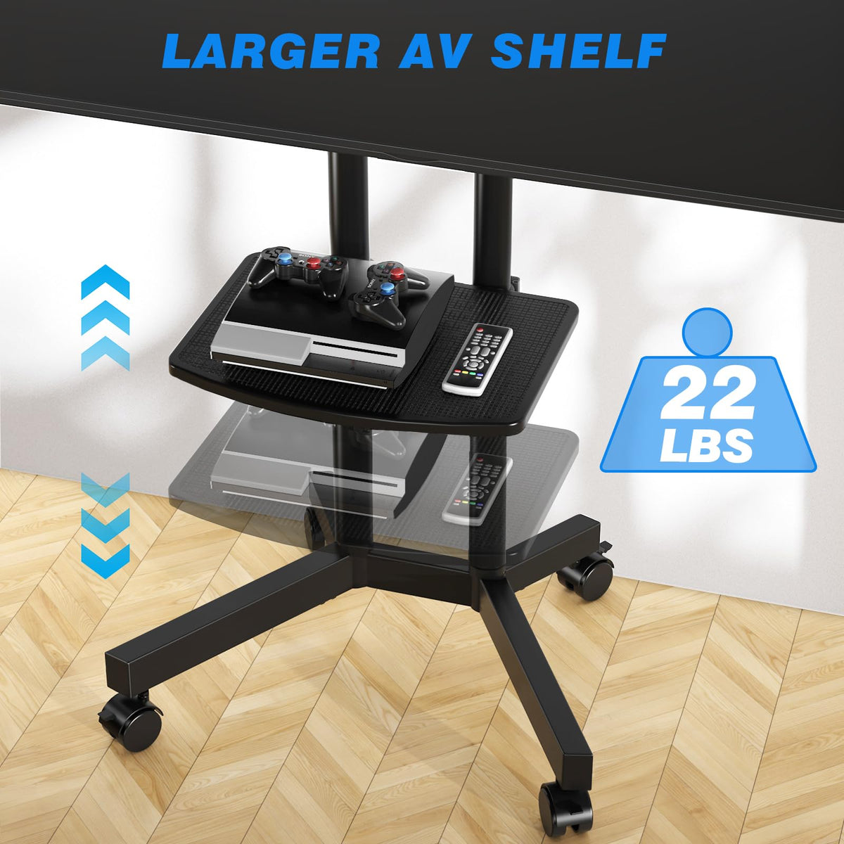 Rolling TV Stand with Laptop Shelf, Height Adjustable up to 88lbs G758