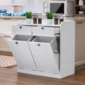 White 2 x 8 Gallon Double Tilt Out Trash Can Cabinet E7669
