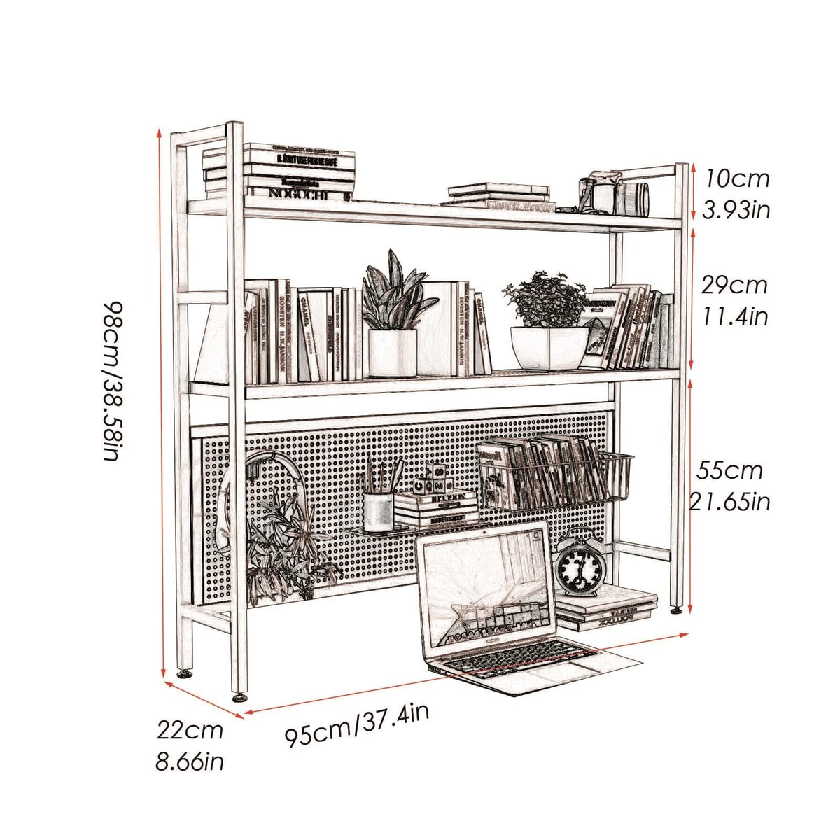 White Metal Desktop Bookshelf H986