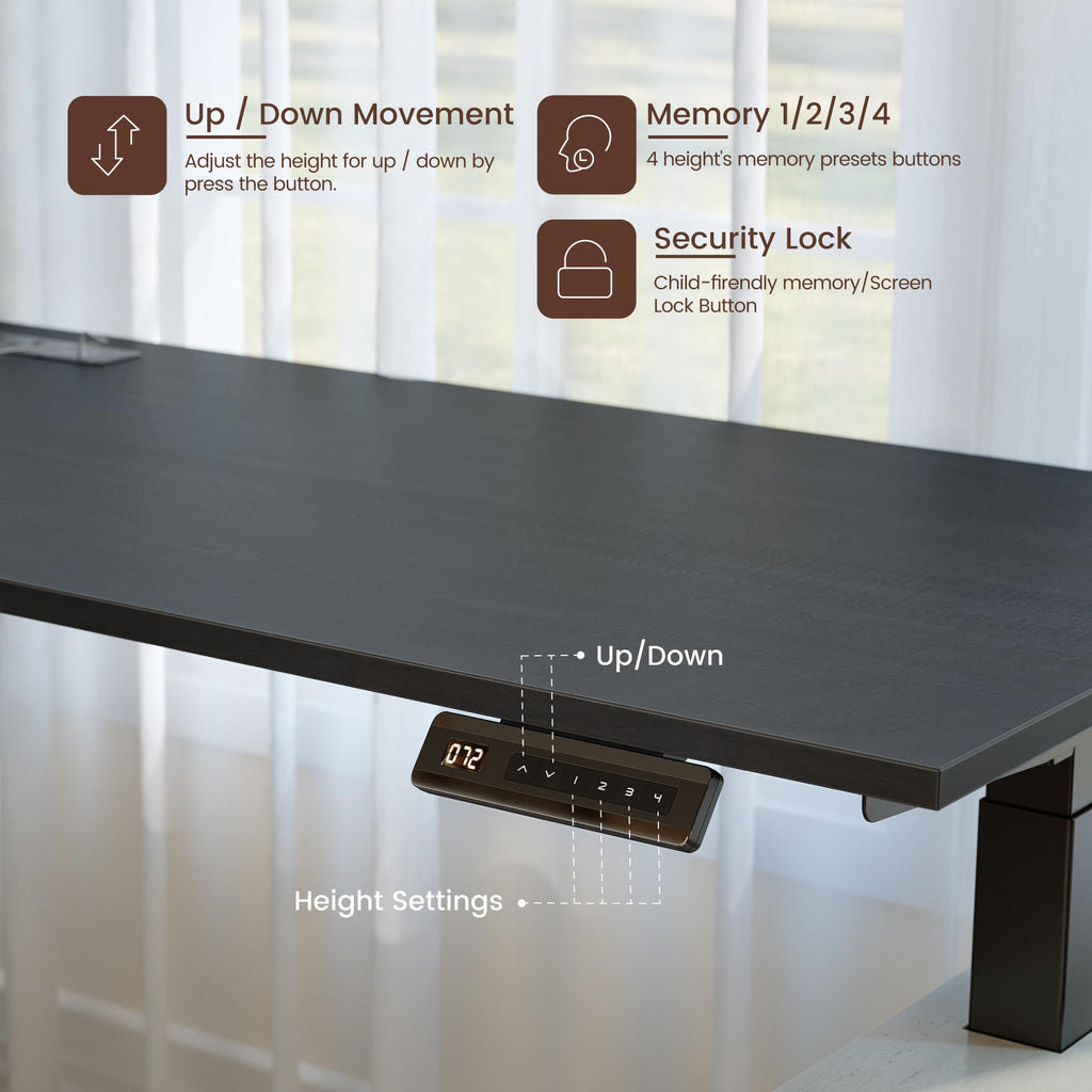 L Shaped Electric Standing Desk with Hutch and Drawers U377