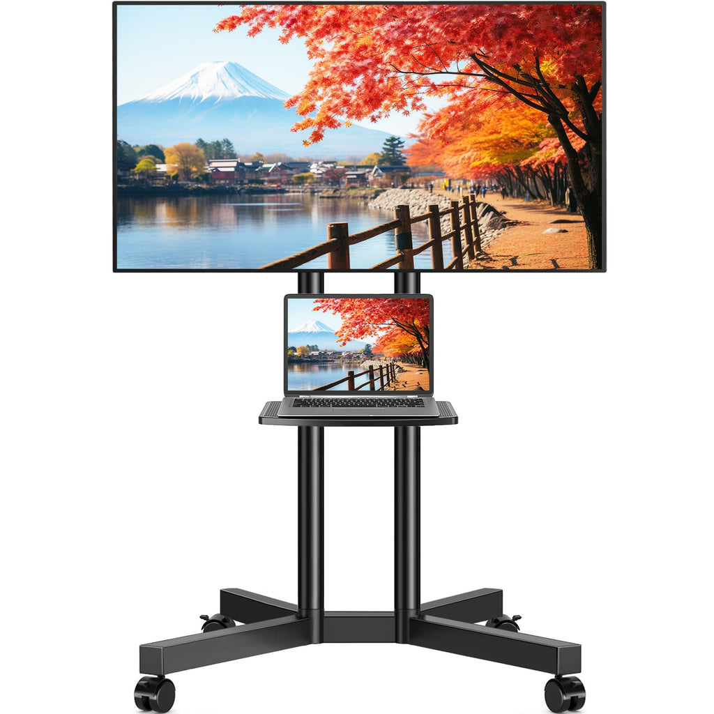 Rolling TV Stand with Laptop Shelf, Height Adjustable up to 88lbs G758