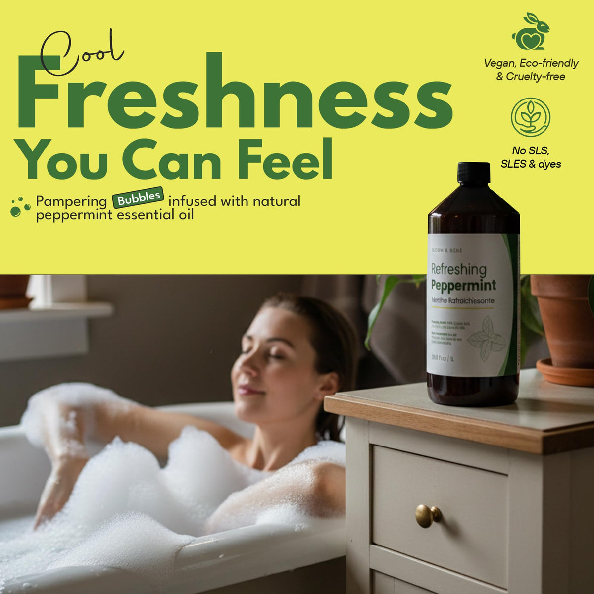 Scented Foaming Bubble Bath with Essential Oils and Epsom Salt, 33.8 fl oz K84216
