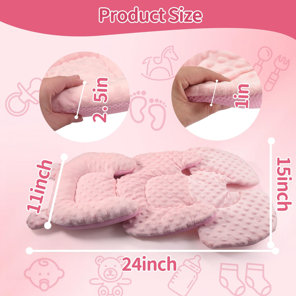 Reversible Carseat Head Body Support Newborn Pink V61352