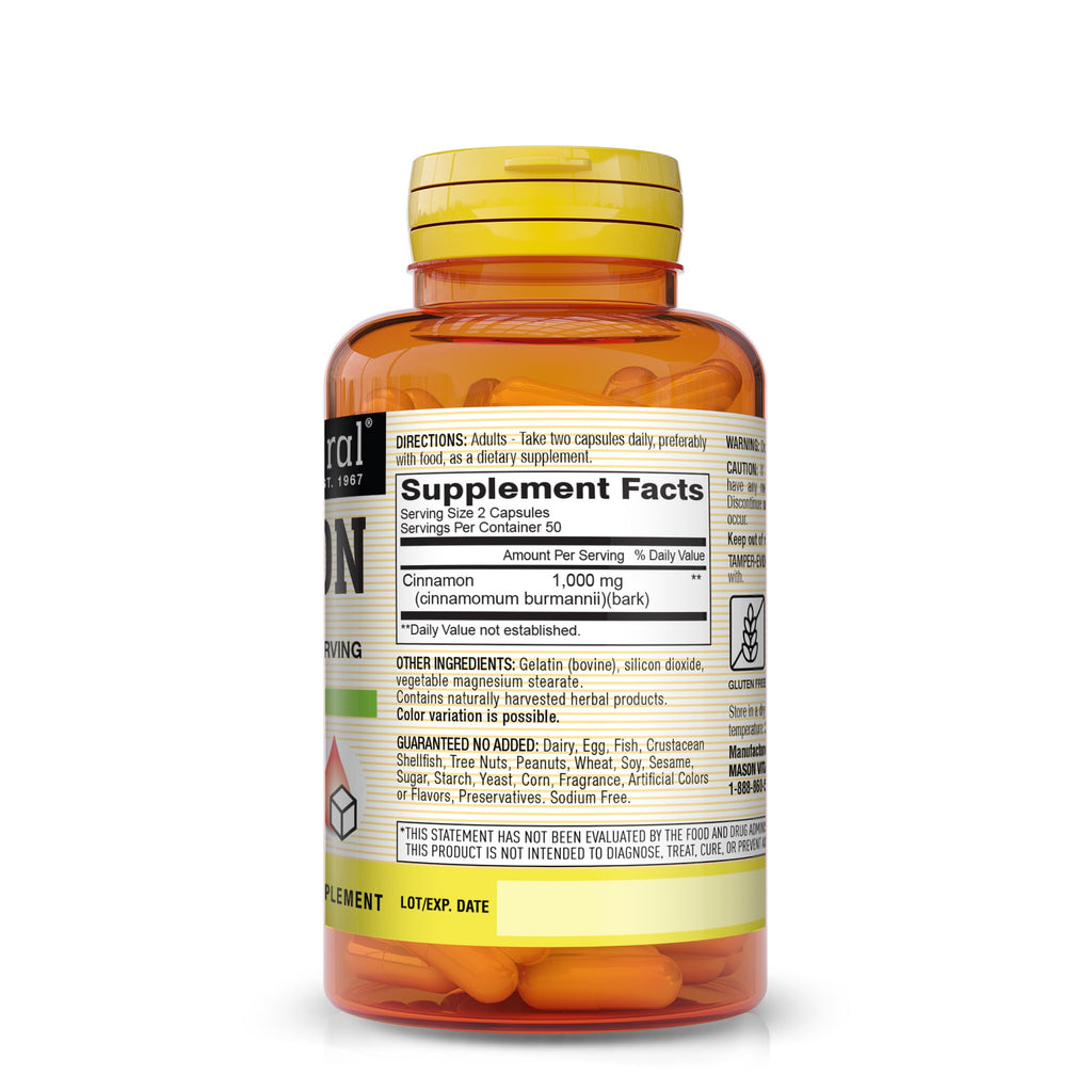 Cinnamon 1000 mg 100 Capsules Herbal Dietary Supplement P1192