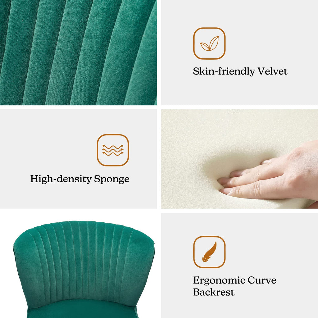 Velvet Accent Chair Set of 2 Emerald Green Wingback Armless Slipper Chair D921207