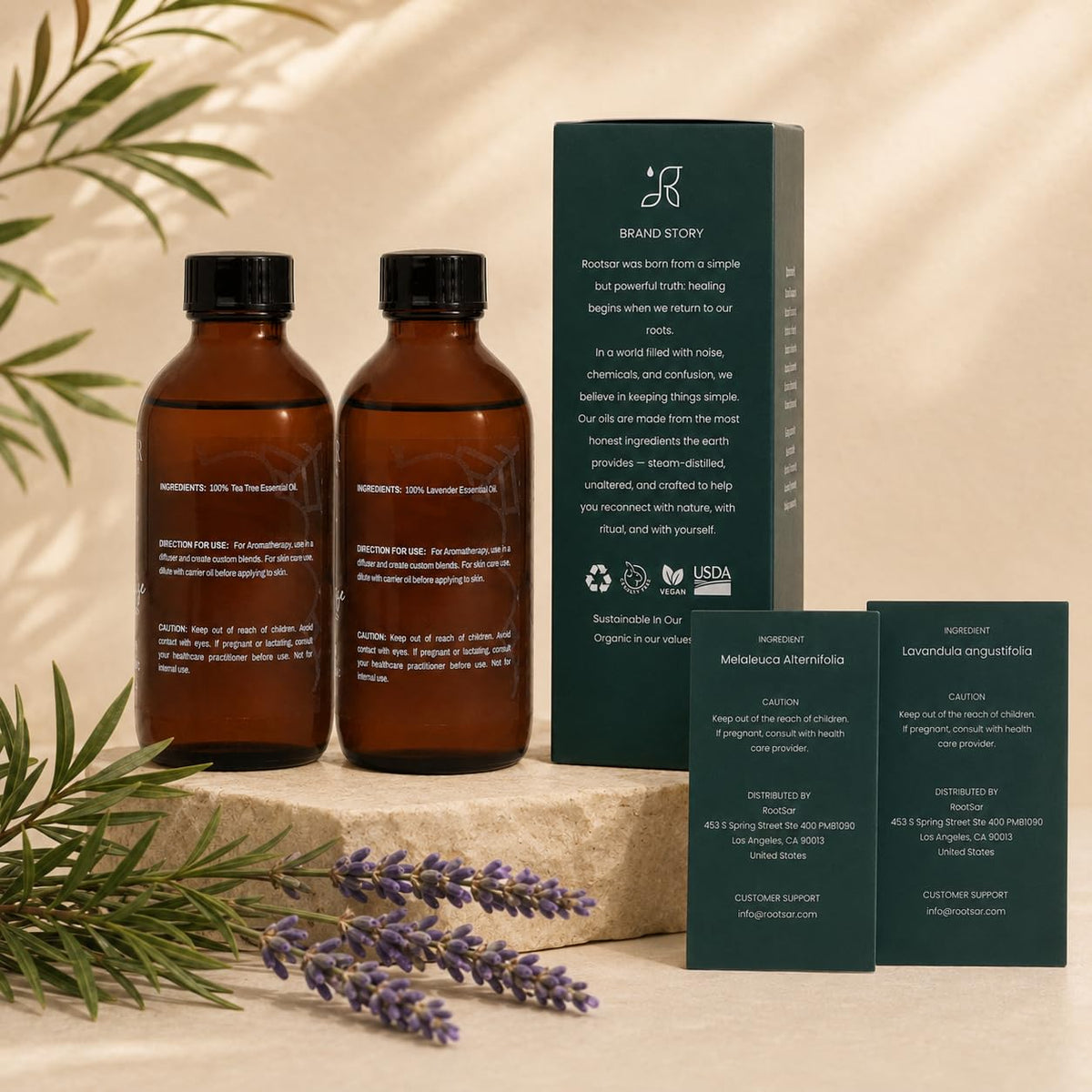 Lavender and Tea Tree Essential Oils Pack of 2 F7360