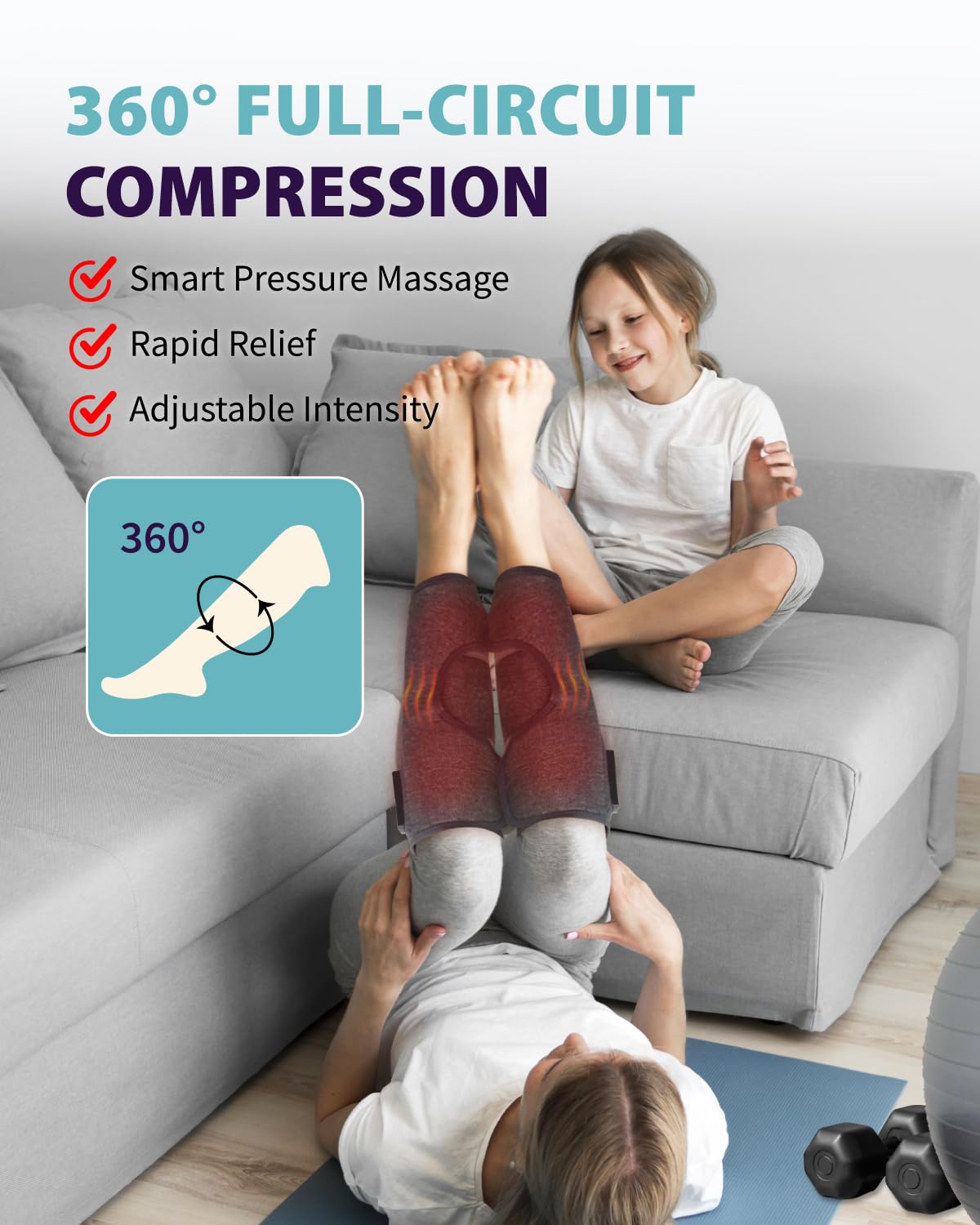 Wireless Air Compression Leg Massager with Heat, 4 Modes, Set of 2 Y1802