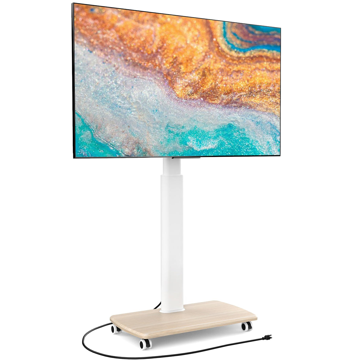 White Rolling TV Stand for 32-75 Inch TVs Y455953