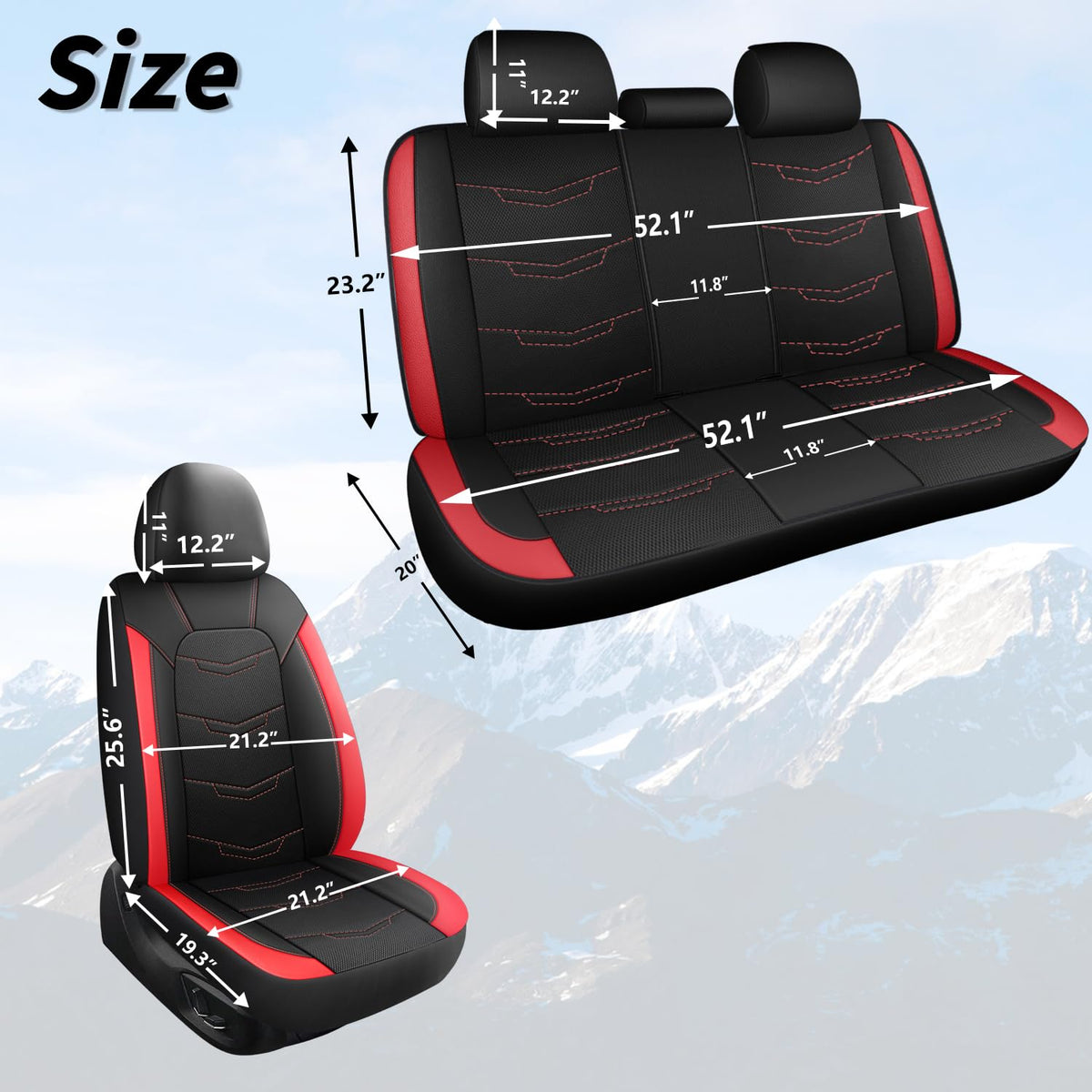 Car Seat Cover Black Red Q80058