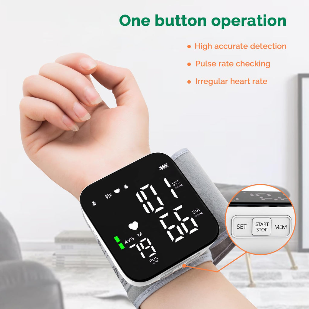 Wrist Blood Pressure Monitor Automatic Talking Digital LED Display P3032