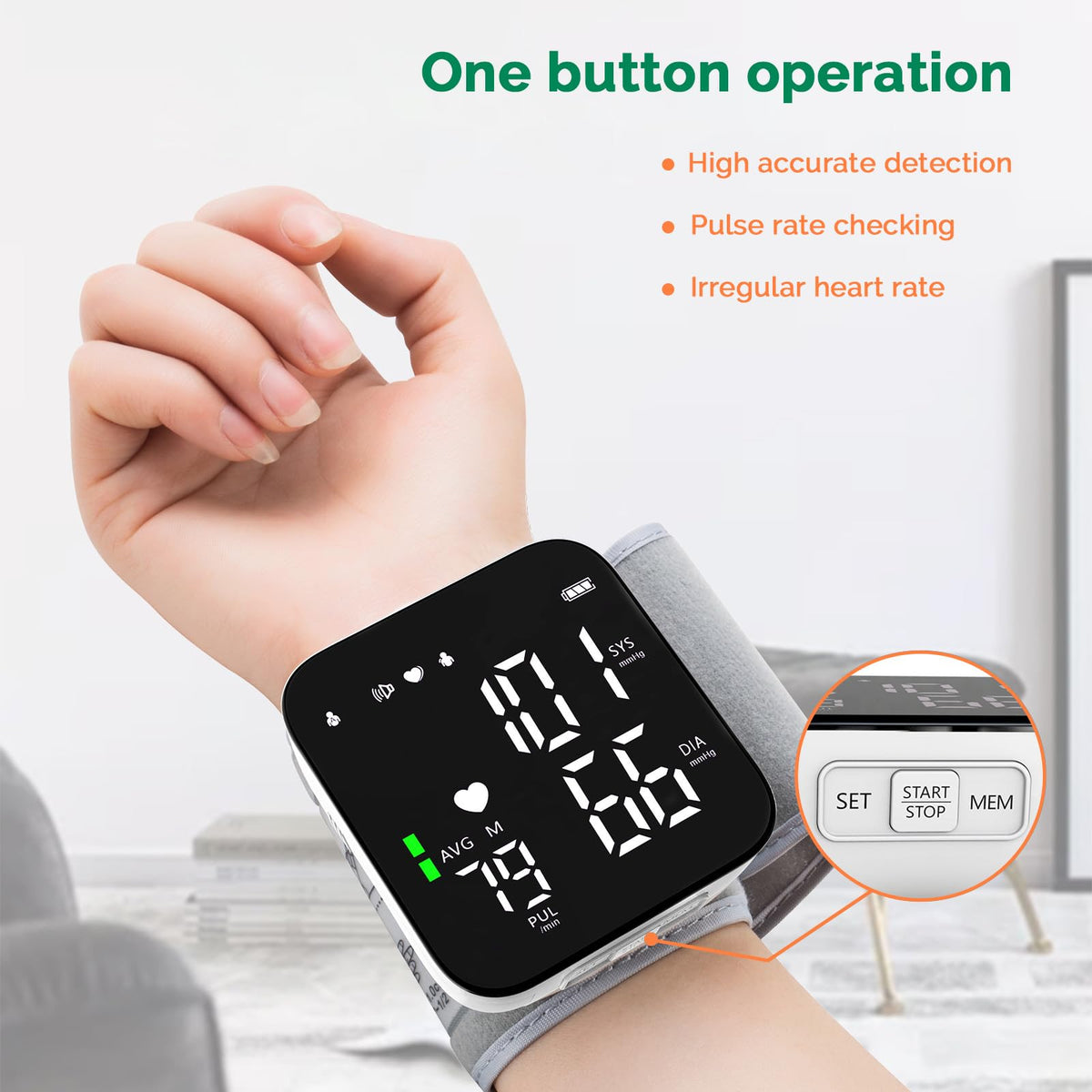 Wrist Blood Pressure Monitor Automatic Talking Digital LED Display P3032