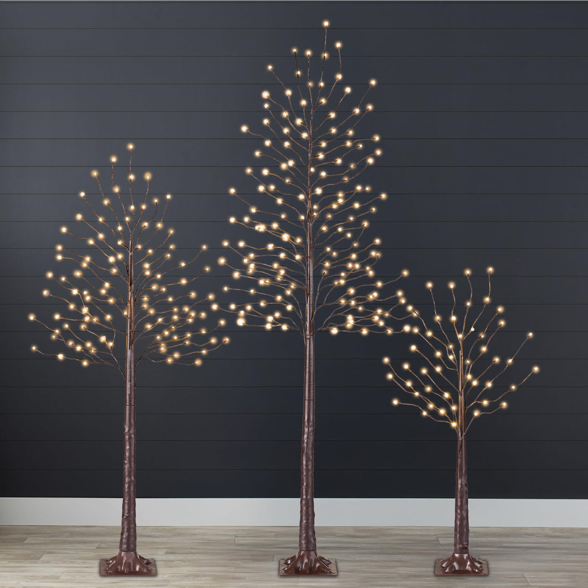 4ft 6ft 8ft Lighted Birch Tree 3Pk with LED Lights Q3977