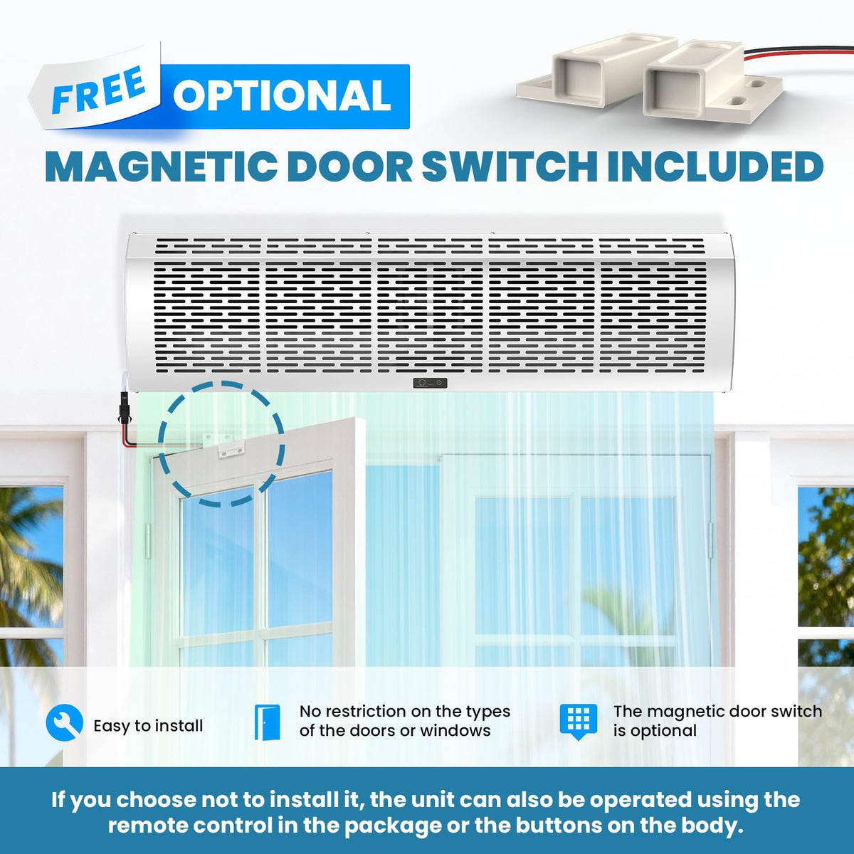 40-Inch Commercial Air Curtain, Dual Speed, Magnetic Door Switch, White N614114