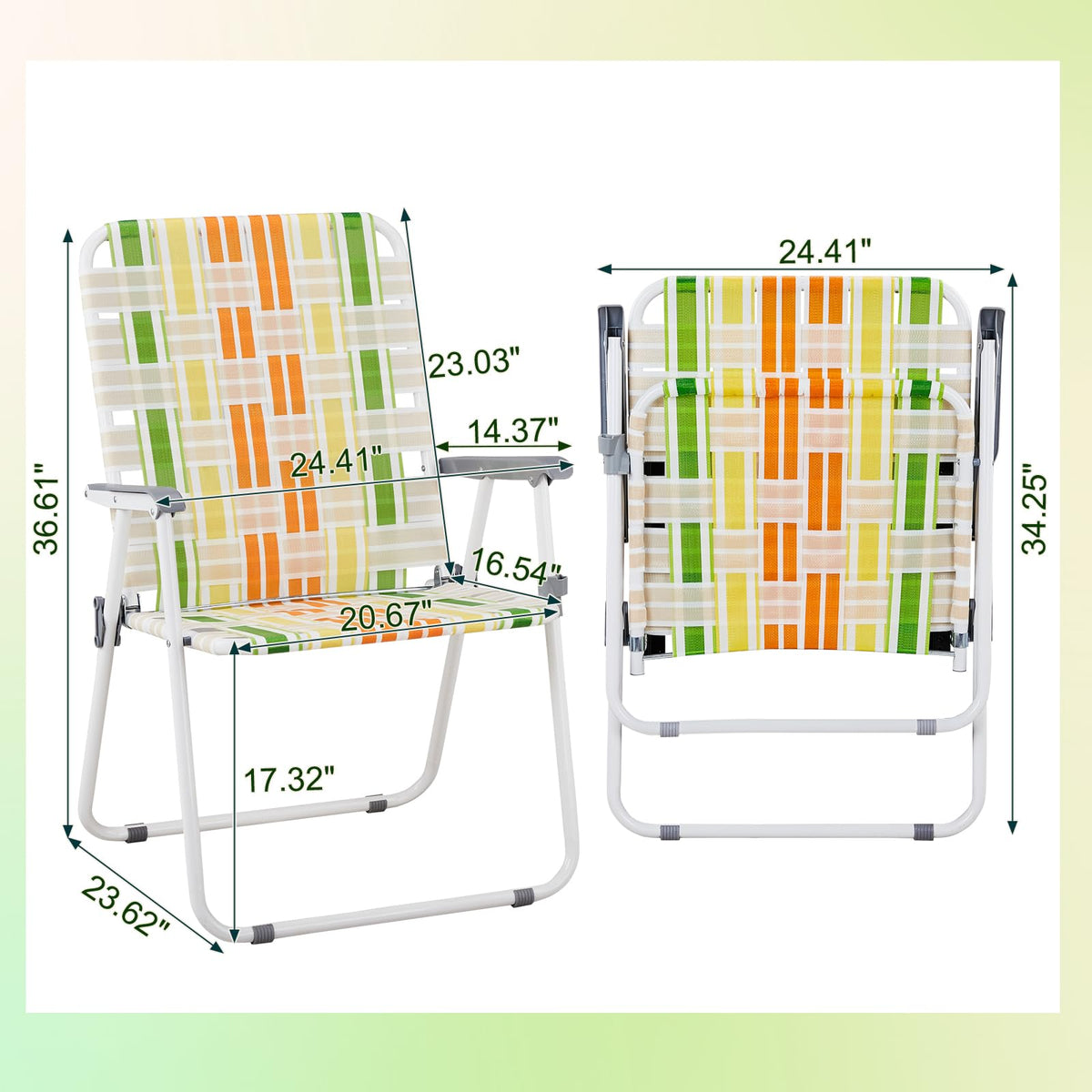 2 Pcs Lightweight Folding Beach Chairs with Armrests J333