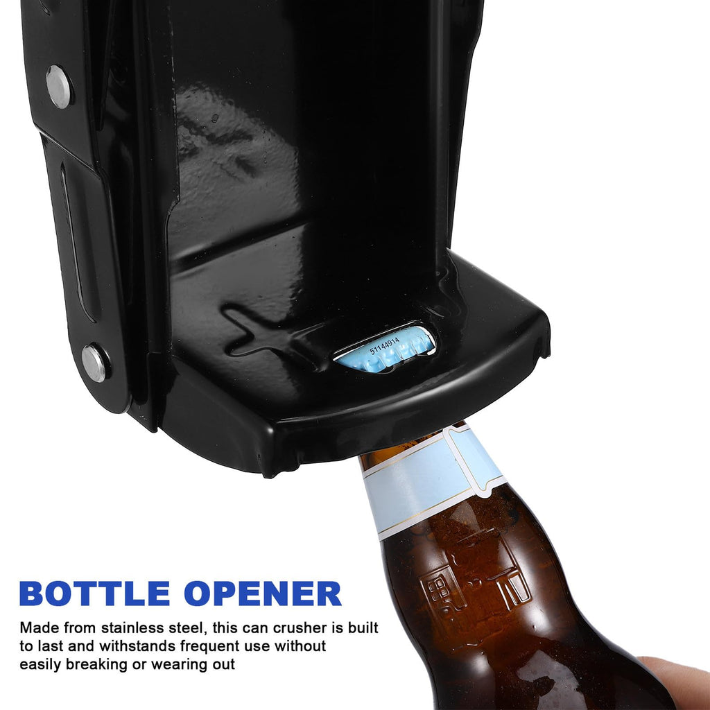 Heavy Duty Wall Mounted Stainless Steel Can Crusher with Built-in Bottle Opener K4024