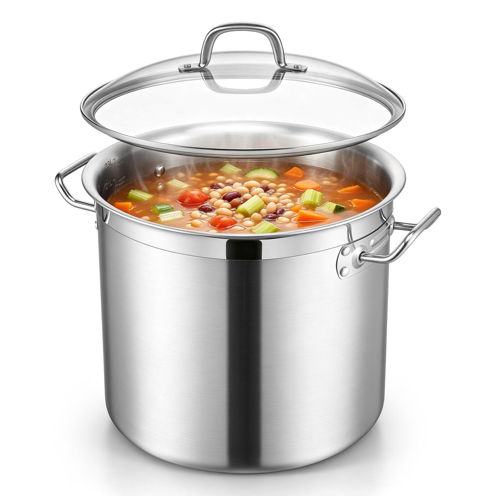 24 Quart Tri-Ply Stainless Steel Stock Pot with Lid E344
