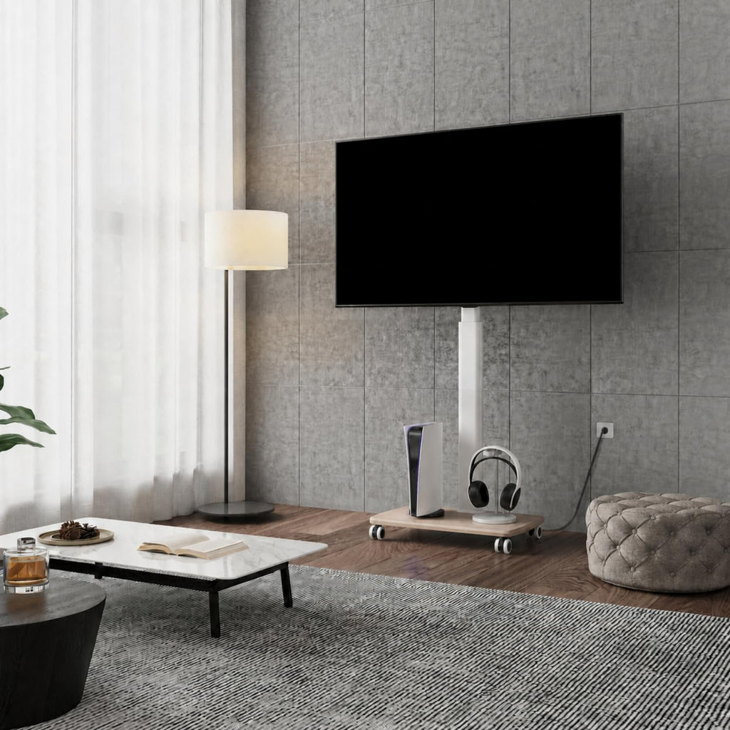White Rolling TV Stand for 32-75 Inch TVs Y455953