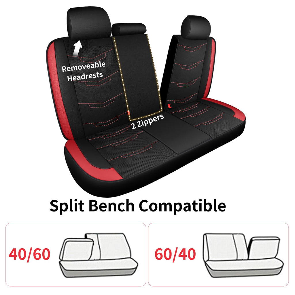 Car Seat Cover Black Red Q80058