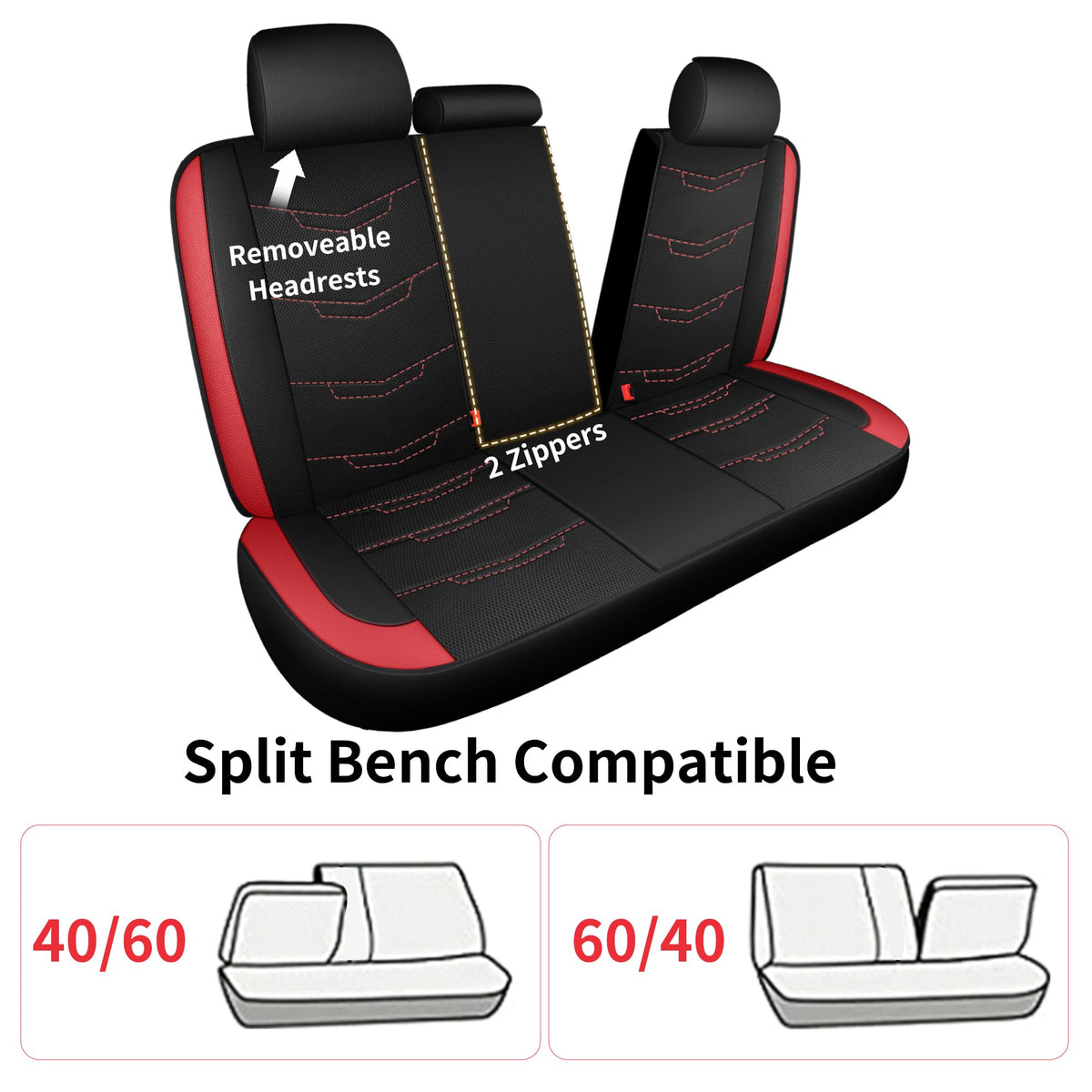 Car Seat Cover Black Red Q80058