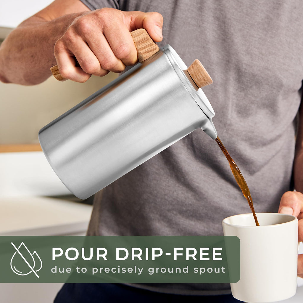34 oz Stainless Steel Double Wall French Press E2462