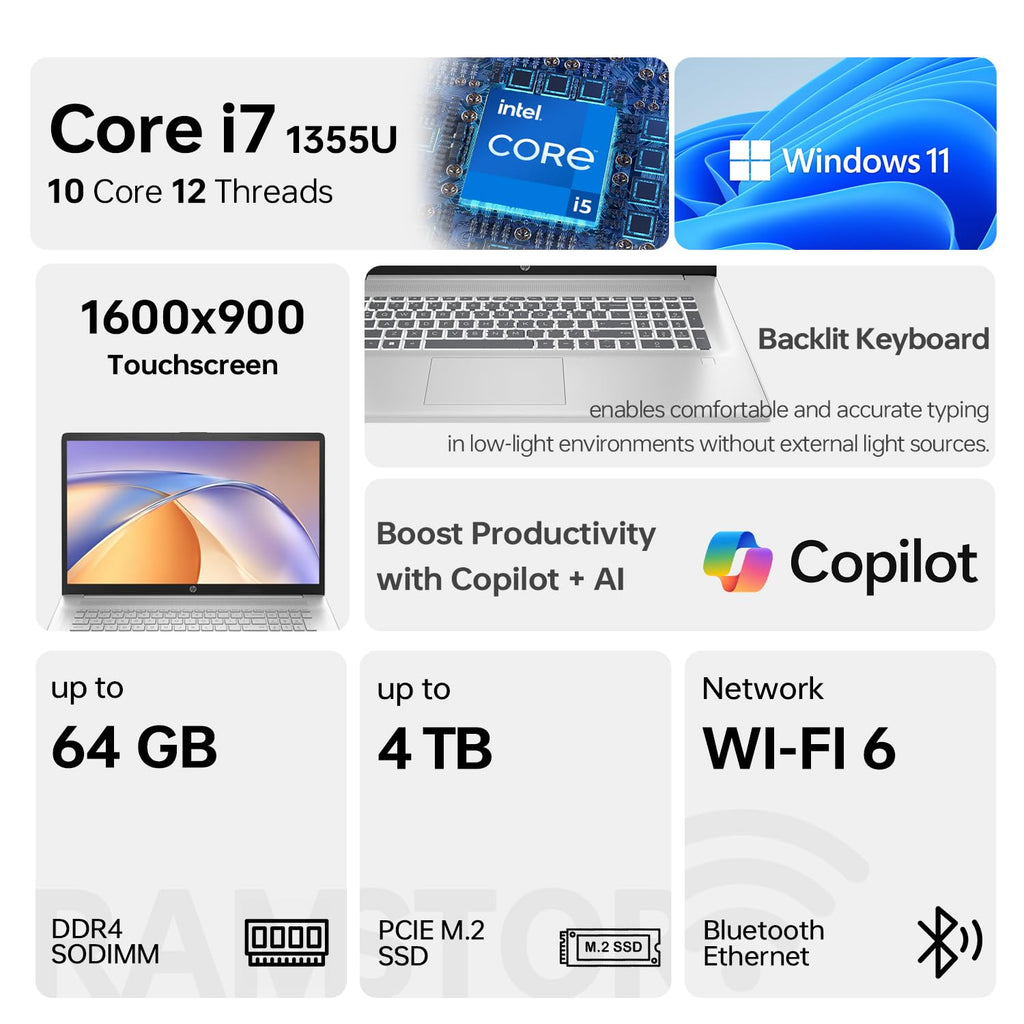 17.3" Touchscreen Laptop, Intel Core i7, 16GB RAM, 1TB SSD Y503481
