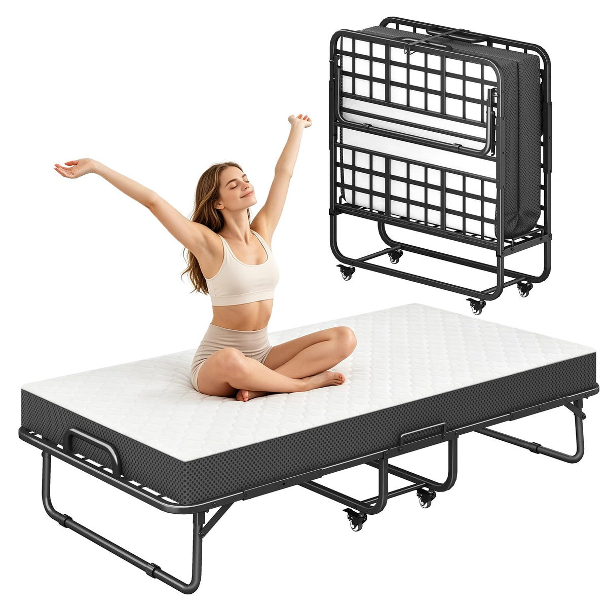75" x 39" Folding Bed with 5" Memory Foam Mattress B33882