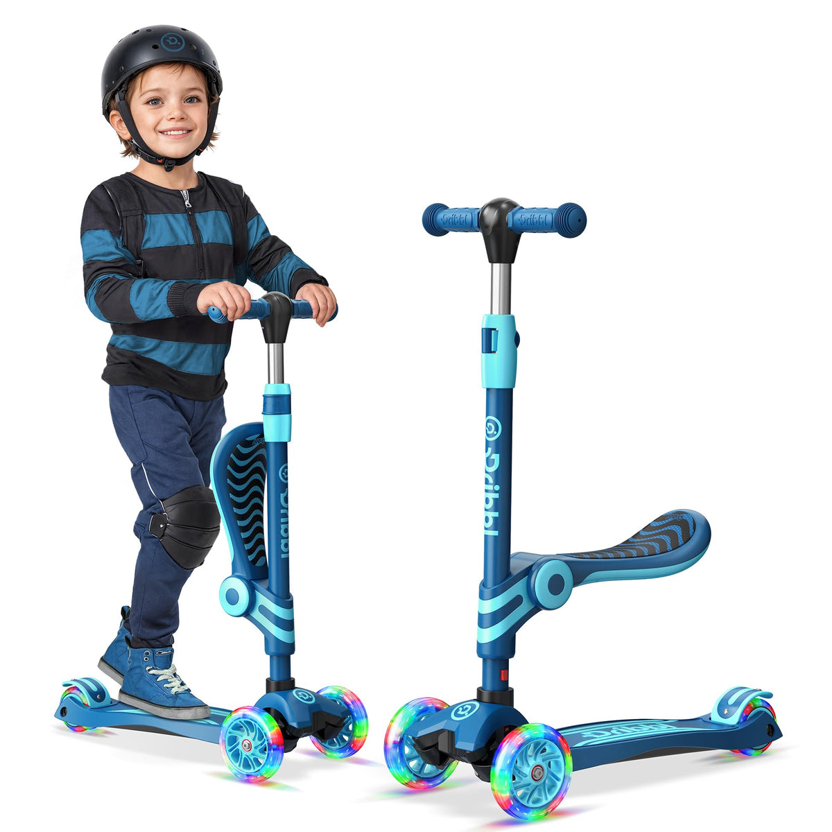 Blue 3 Wheel Scooter with Seat for Kids Q272