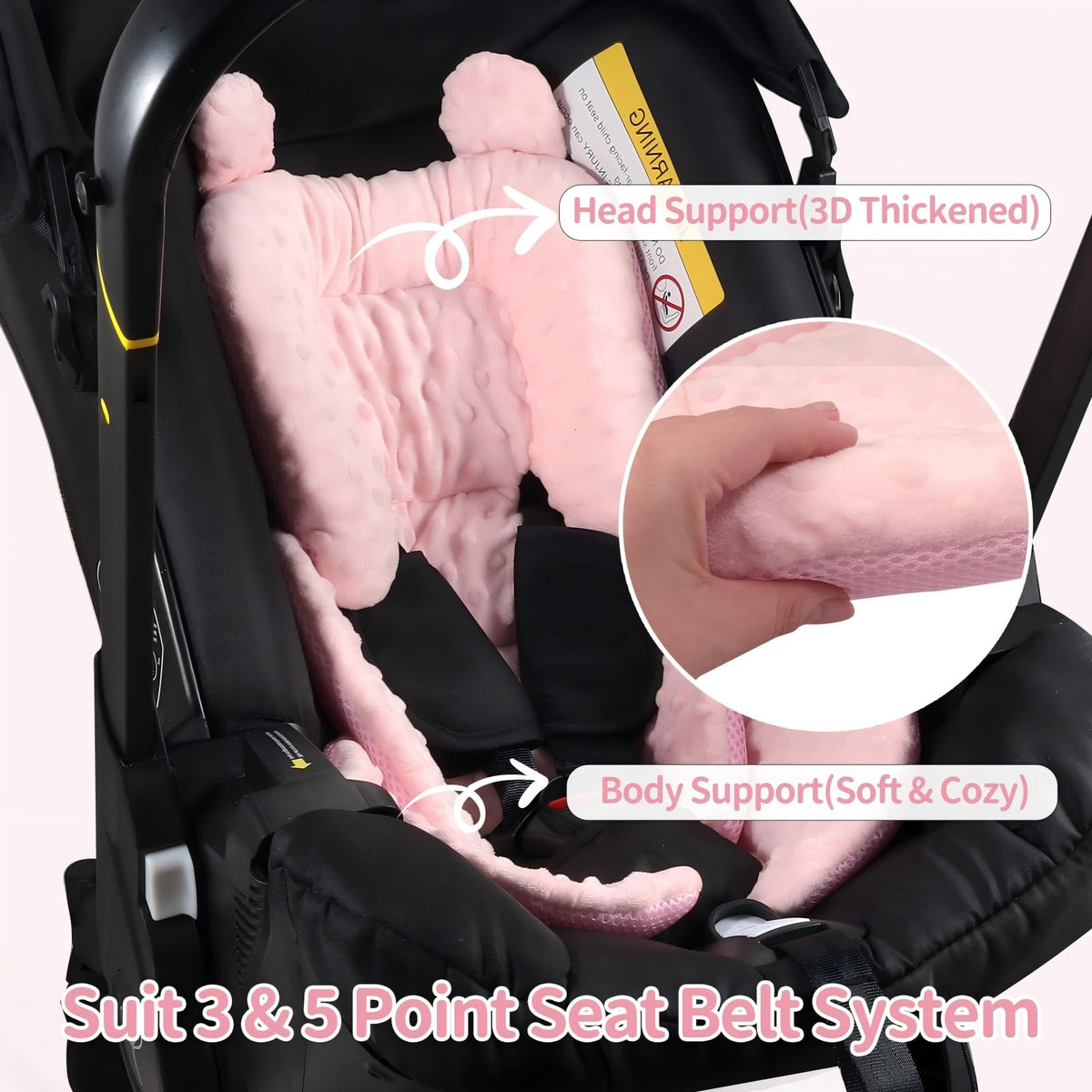 Reversible Carseat Head Body Support Newborn Pink V61352