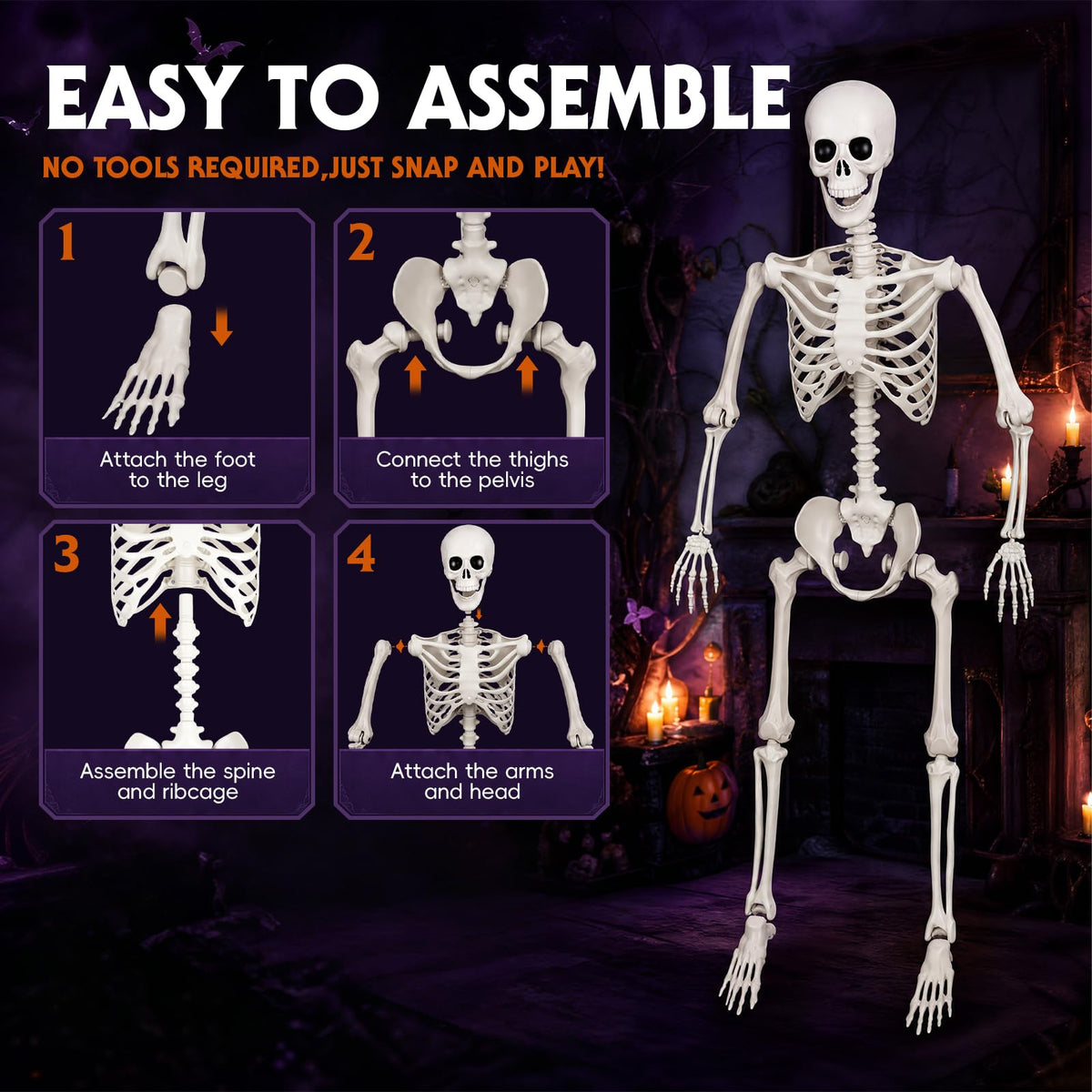 5.4FT Posable Life Size Human Skeleton with Movable Joints C1551