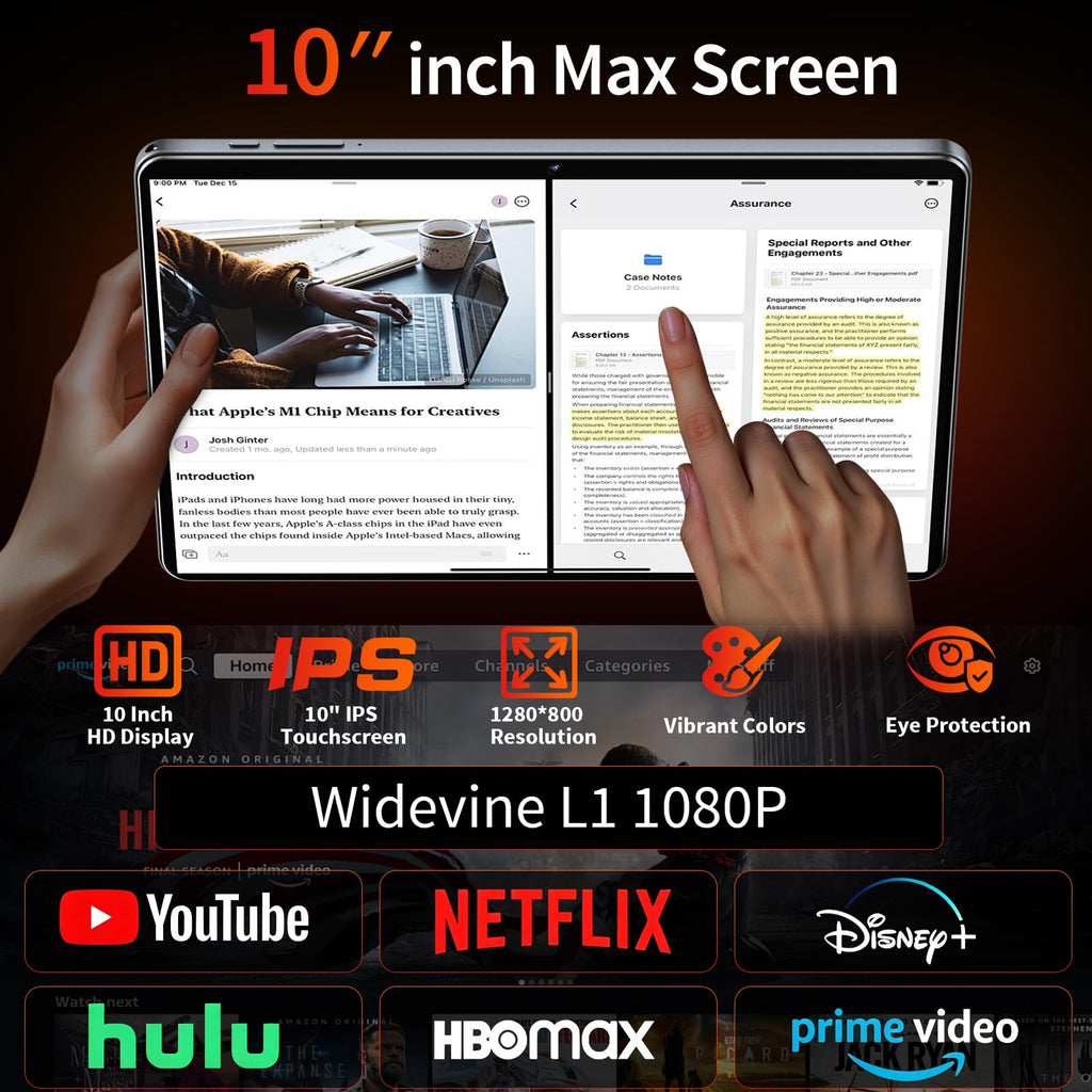 Black Android 16 Tablet with Keyboard D8301